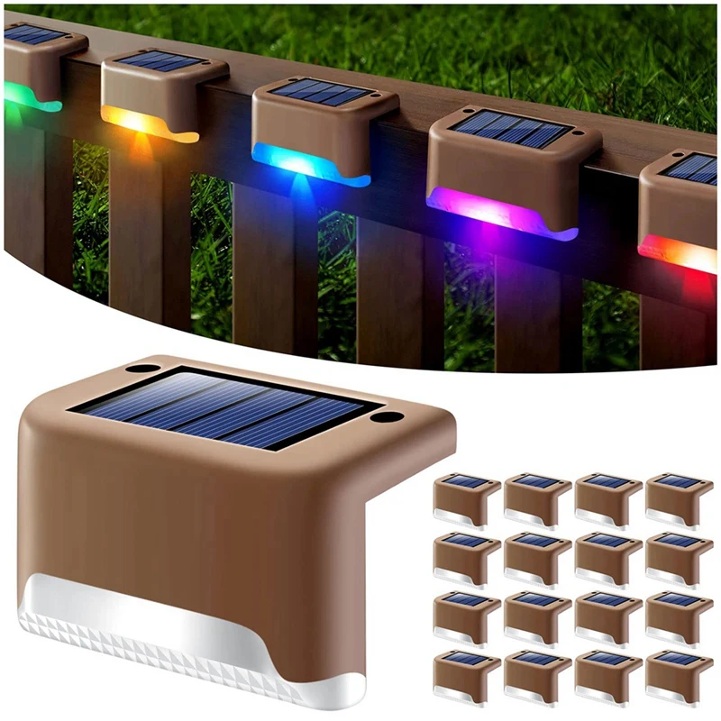 

16 Pack Fence Post Solar Lights For Patio Pool Stairs Step And Pathway, Weatherproof LED Deck Lights Solar Powered