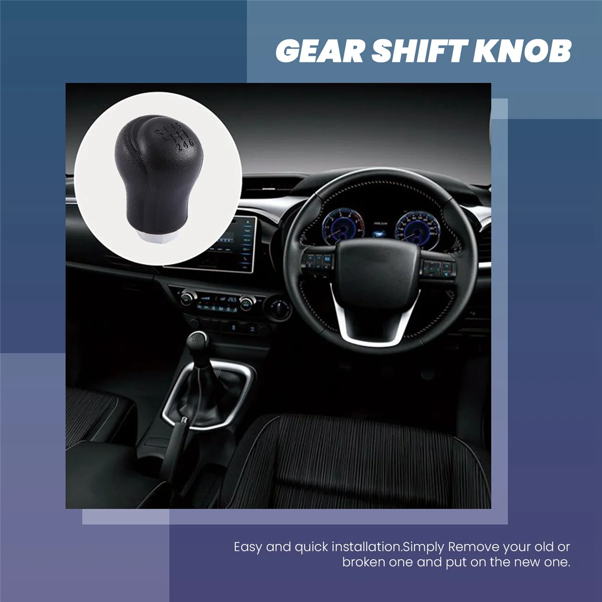 Pommeau de levier de vitesse manuel en cuir pour voiture, levier de vitesse Handball pour Toyota Hilux Revo, 6 vitesses