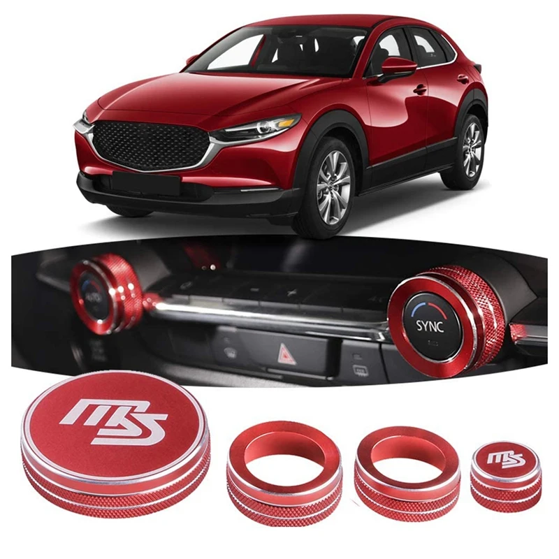 NEW-For Mazda CX-30 CX30 2021 2020 Accessories Multimedia Switch Trim Cover Air Conditioner Knob Ring Cover Sticker