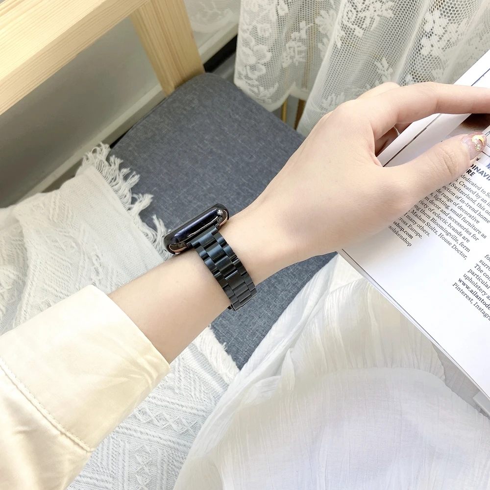 خفيفة الوزن 49 مللي متر المعادن حزام ل سوار ساعة يد آبل SE 8 7 6 5 41/40/44 مللي متر ل iWatch الفولاذ المقاوم للصدأ ضئيلة رابط 42/38/45 مللي متر 4 3 2 1