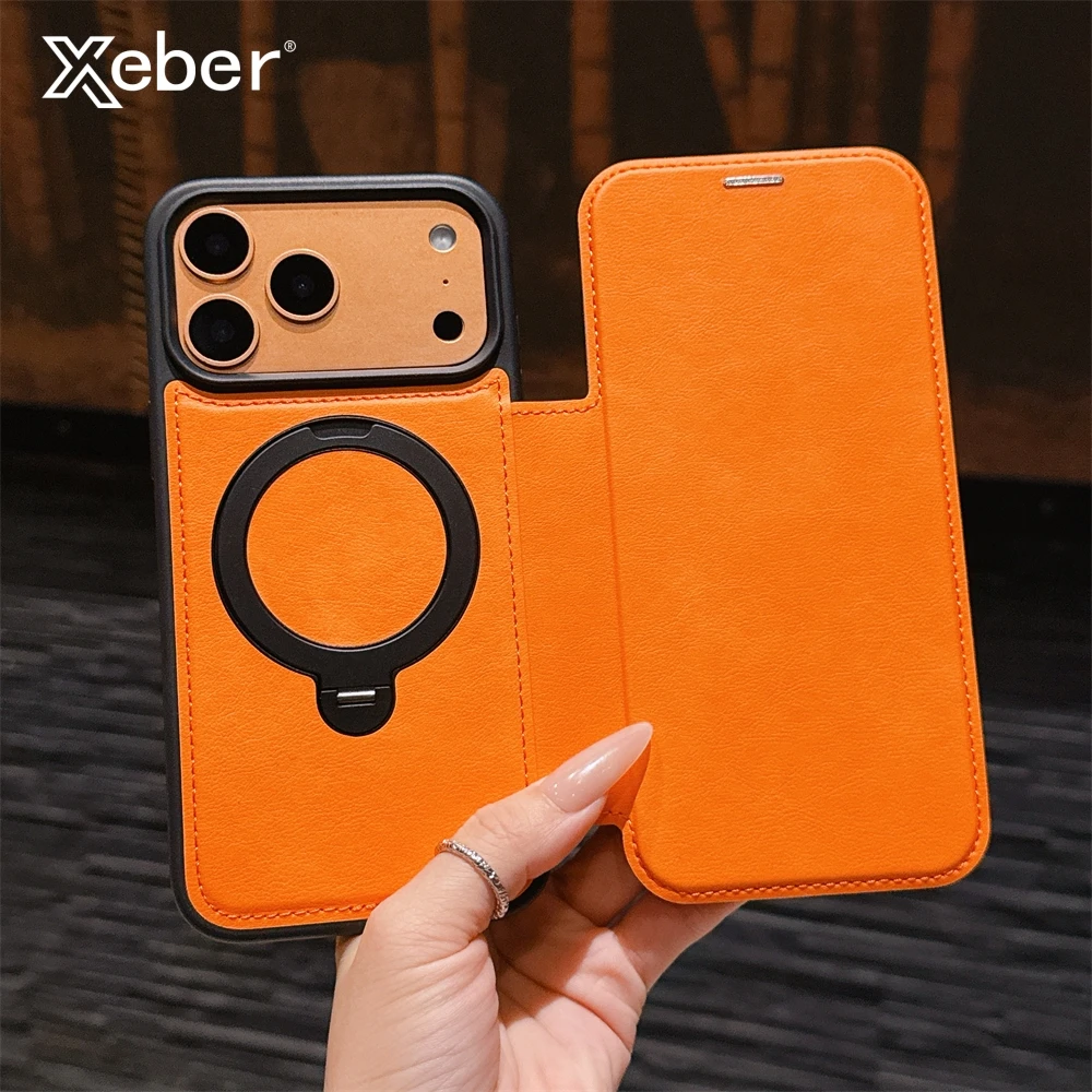 Luxus Magnetische Flip Leder Brieftasche Magnet Halterung Fall Für iPhone 17 16 15 14 13 12 Pro Max Plus 11 Slot Karte Tasche Halter Abdeckung