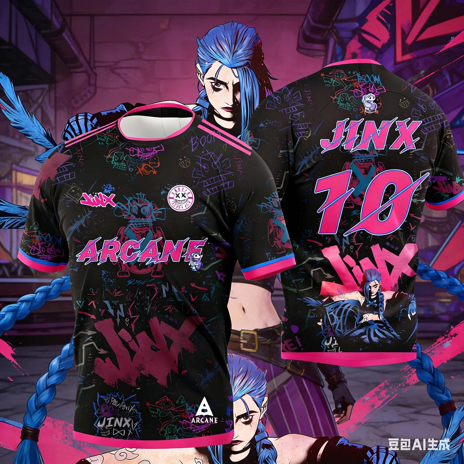 New 2026 Anime Arcane jinx Jersey Rin Itoshi Summer Men's Women's Soccer Shirt Casual Sports T-Shirt