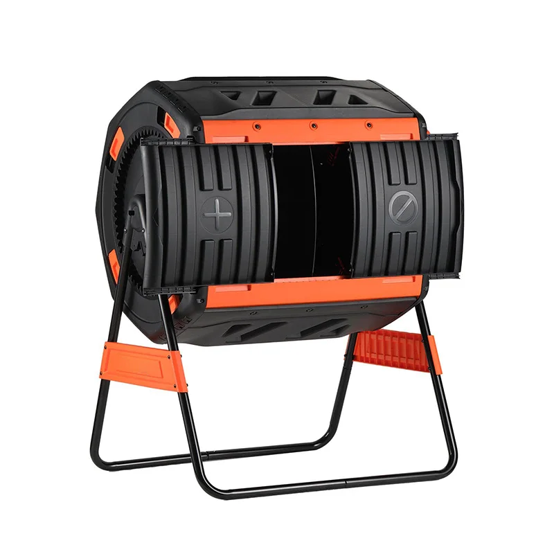 Modern Dual Two Chamber Rotating Compost Tumbler UV Resistant PP Compost Bin for Backyard Garden Waste Recycling