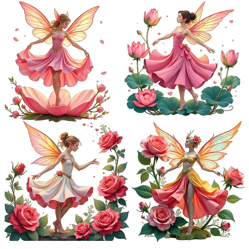 Three Ratels CF98 Elegant red rose fairy cartoon wall stickers for home decoration