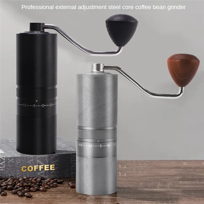 مطاحن القهوة اليدوية باستخدام الحاسب الآلي الفولاذ المقاوم للصدأ الأساسية قابل للتعديل اليد آلة طحن حبوب البن للمنزل في الهواء الطلق مكتب-A77G
