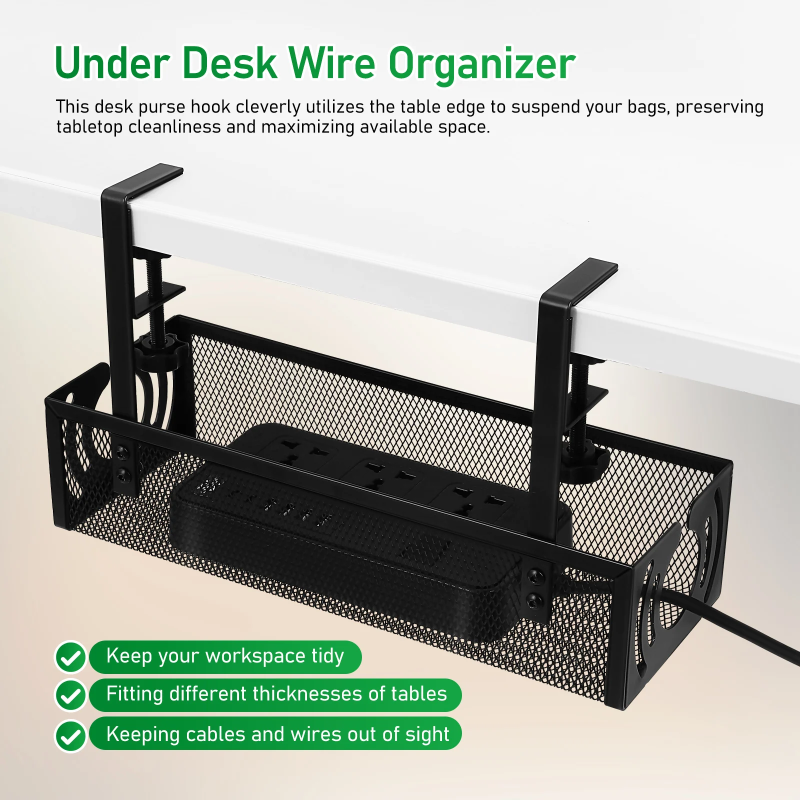 Under Desk Wire Organizer Storage Rack Clamp On Cable Tray Cord Management Organizer Cable Holder Under Desk Clamp On Basket