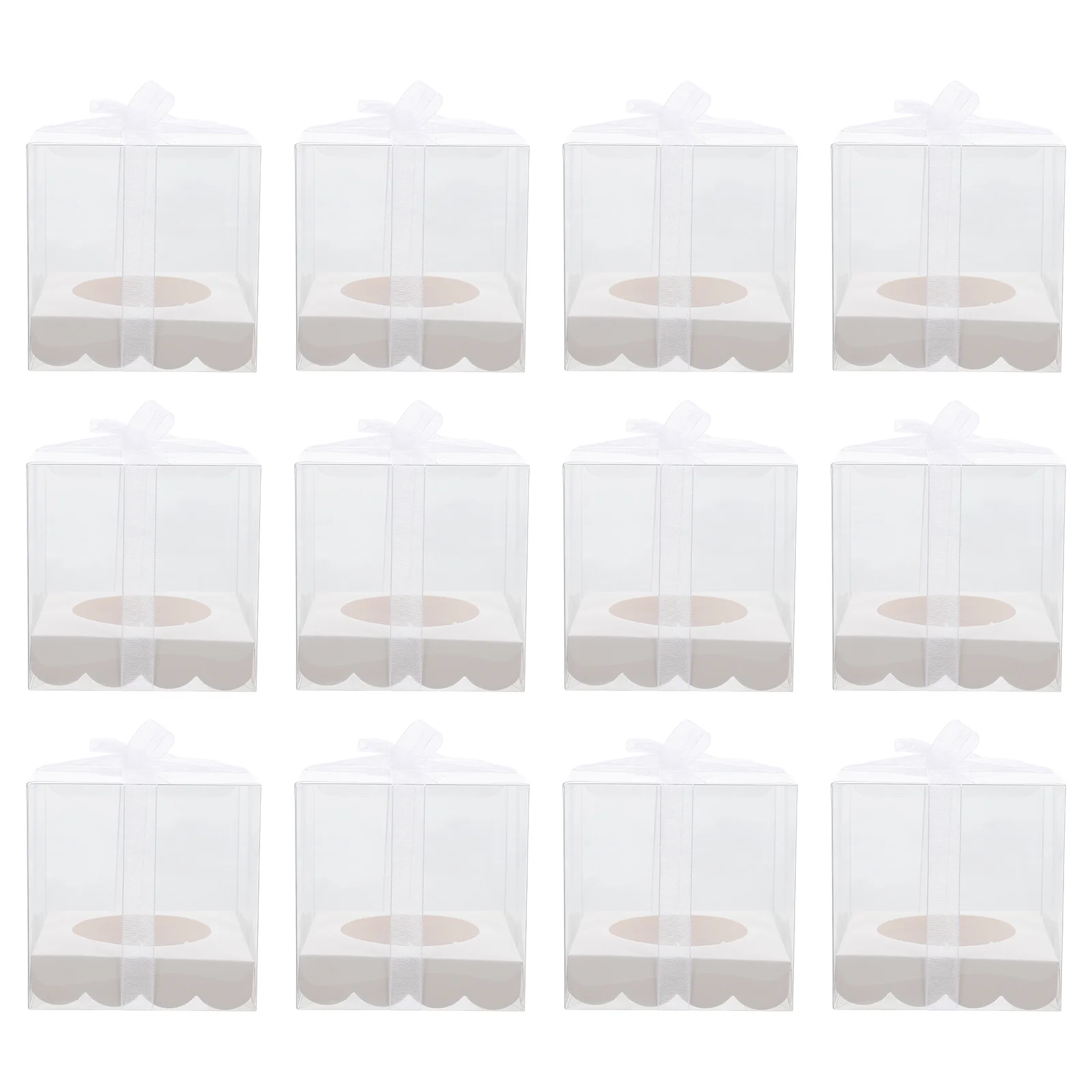 12 Pcs Pet Food Containers Cake Box Plastic Boxes Cupcake Packing Clear for Favors Square White