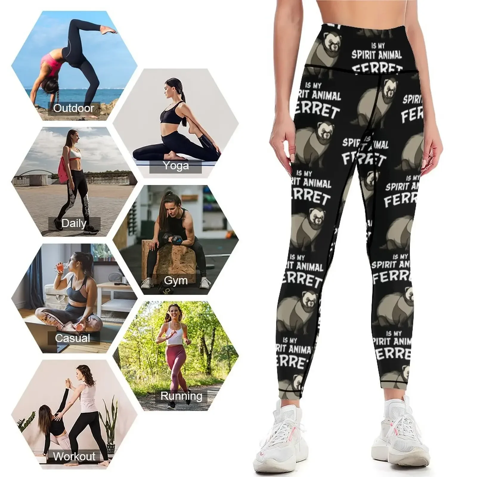 Ferret Is My Spirit Animal Leggings رفع اللياقة البدنية تجريب السراويل الرياضية لجيم السراويل النسائية طماق #4
