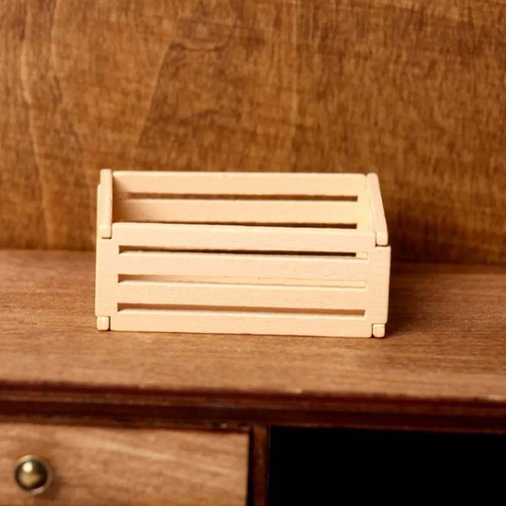 

5Pcs Mini Pine Wood Storage Baskets Handpolished Small Wooden Crates Miniature Food Beverage Organizer for Dollhouse Accessories