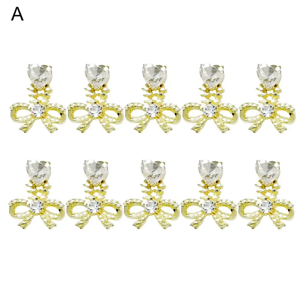 10Pcs Good Nail Ornaments  Creative Shape Eye-catching Nail Accessories  Bow-Knot DIY Nail Jewelry Manicure Designs