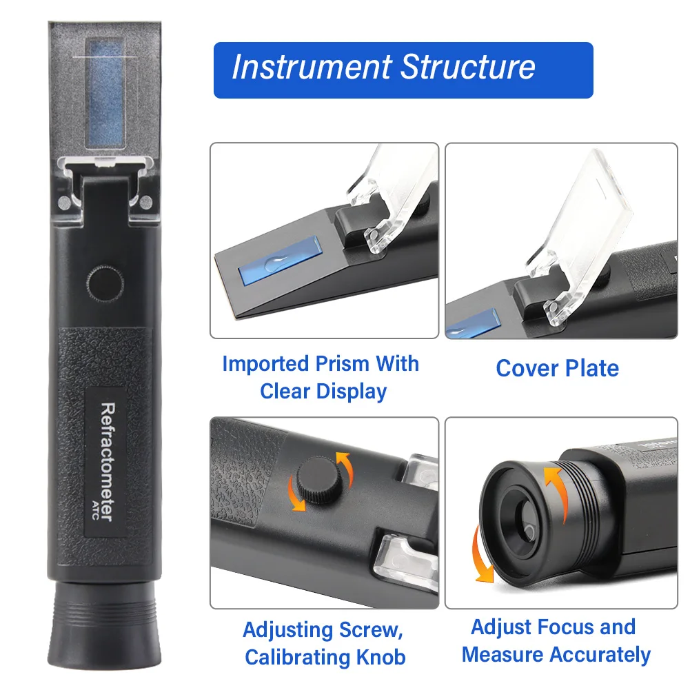 New Specialised 0-80% Alcohol Refractometer ATC Alcohol Content Tester Brew Meter Whisky Brandy Vodka Tequila Chinese Spirits