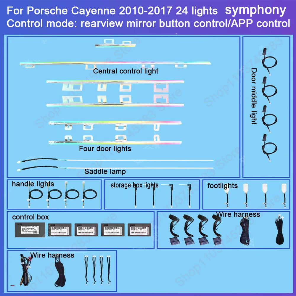New LED Atmosphere Light For Porsche Cayenne 2010-2017 Car Lighting Door Panel Ambient Light Set Decorative Atmosphere Lamp