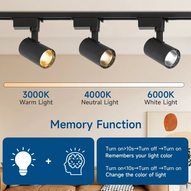 LED Ceiling Light Track Light Full Sets Indoor Led 3 Colors Memory Spotlight for Dining Room Store Decor Ceiling Spot Lights