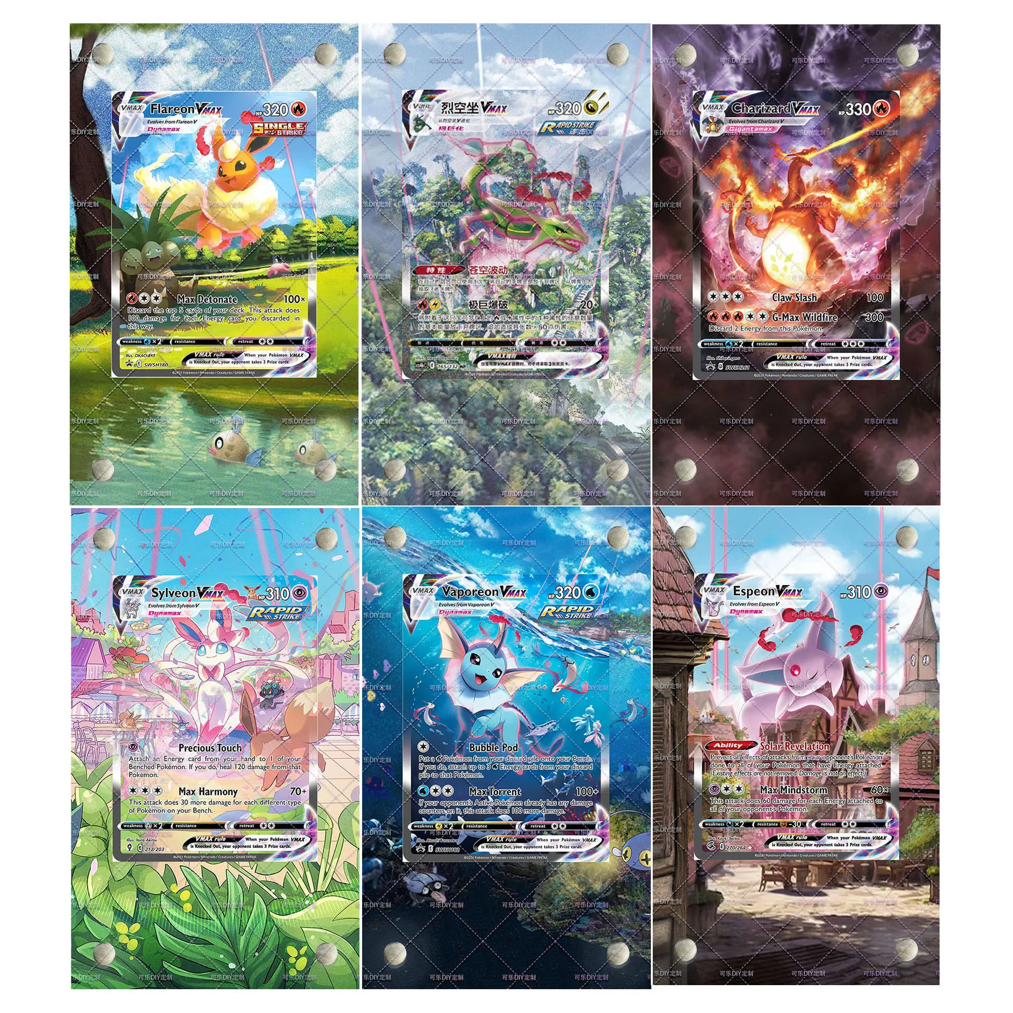 Fai da te Ptcg Eeveelution Vmax Acrilico Carta Mattoni Collezione Espositore per carte Ptcg Gengar Vmax Carta Mattone Nessuna carte incluse