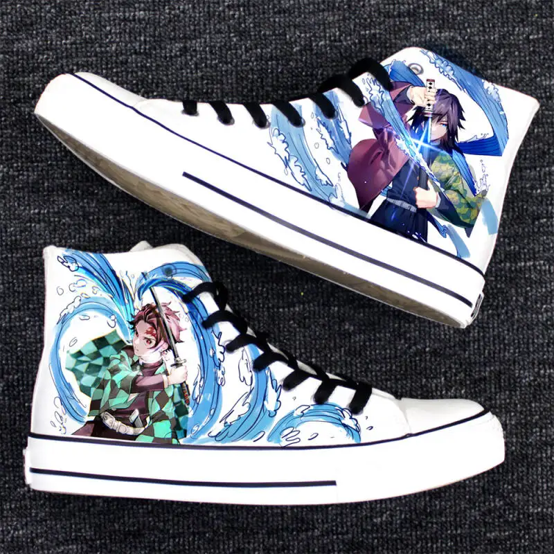 

Осенние новые кроссовки Demon Slayer: Kimetsu No Yaiba, высокие парусиновые туфли с героями мультфильмов, кроссовки Kamado Tanjirou Kamado Nezuko