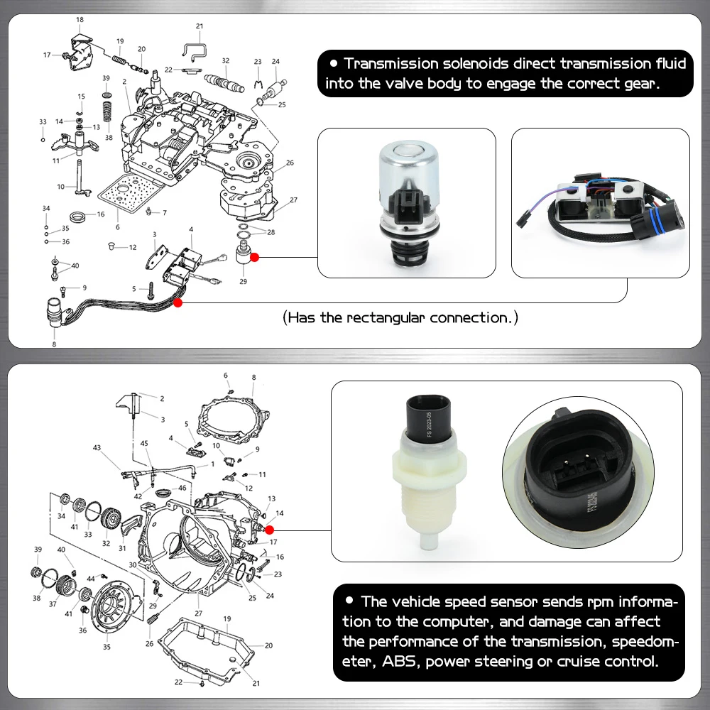 A518 A618 46RE 47RE 48RE Transmission Filter Kit w/ Solenoid +Sensor Set 2000-Up Car Accessories