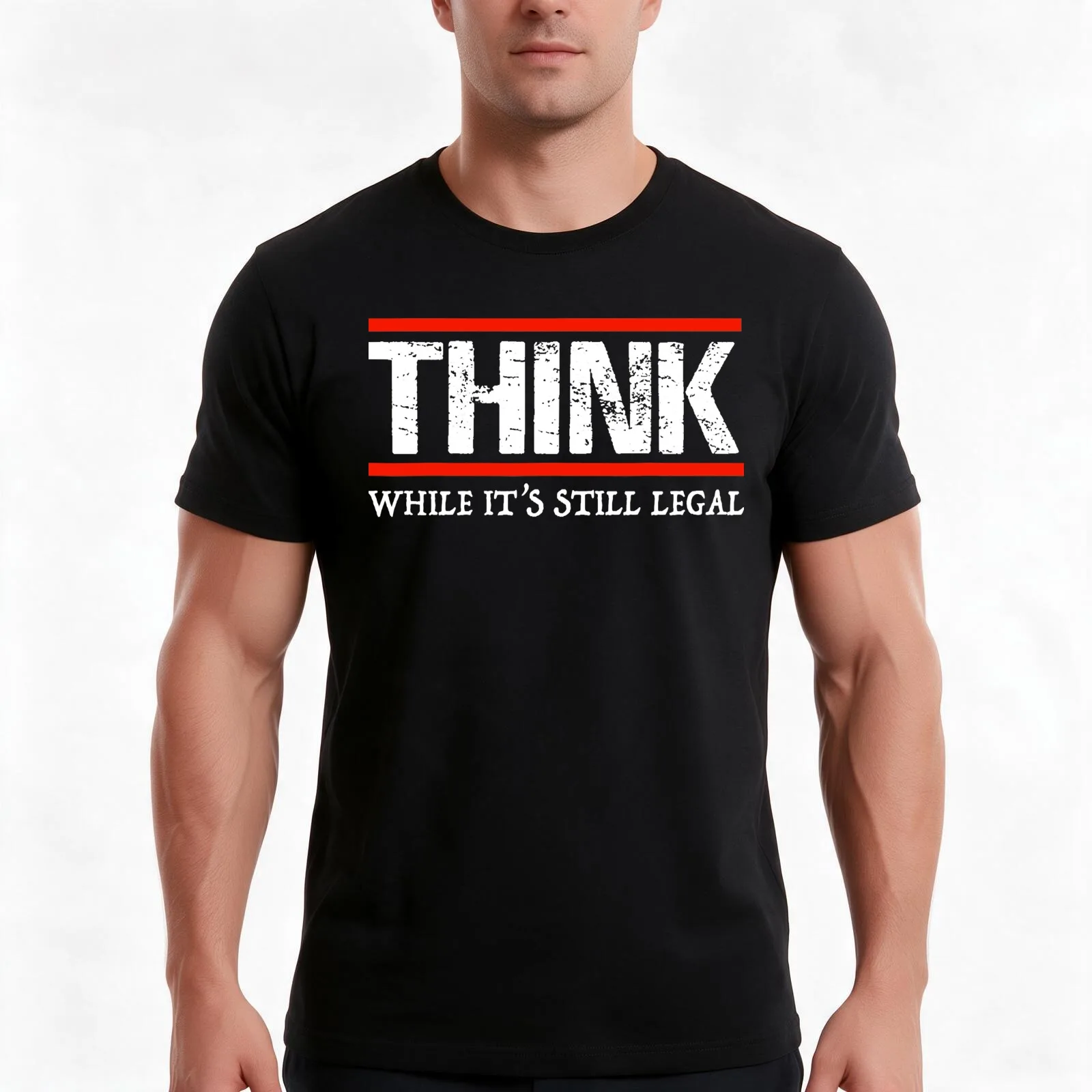 Think while it's still legal T-Shirt Summer Casual Cotton Tee Oversized Streetwear Tops Vintage Graphic Print 100% Cotton