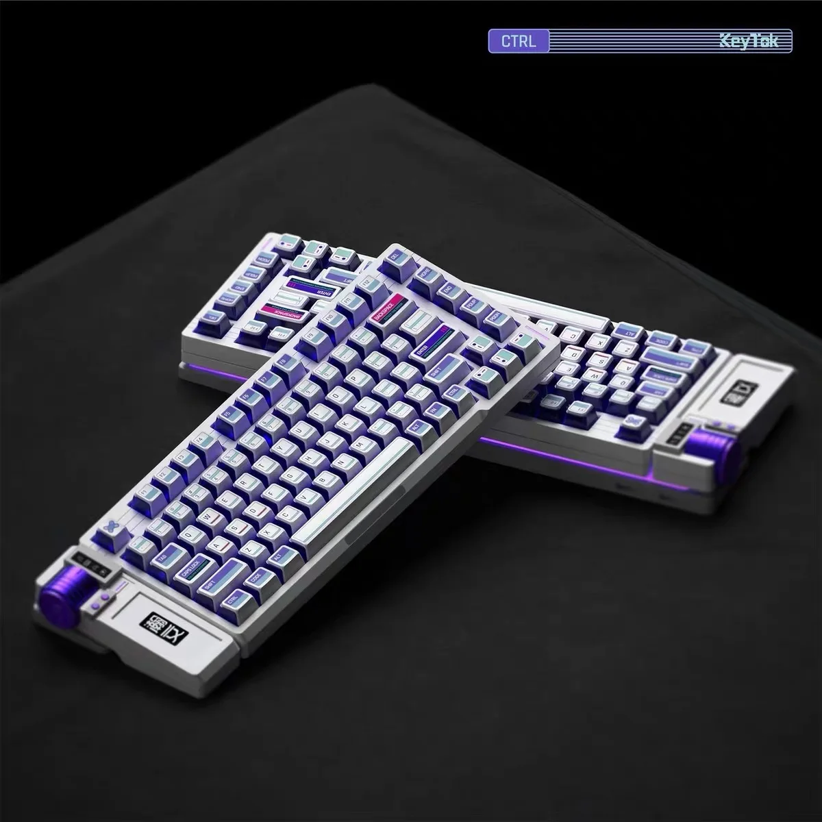 122 Custom Keycaps for Mechanical Keyboard,CTRL Colorway,Opaque Top,Clear Translucent Backlit Sides ,OEM Profile,Doubleshot,PBT