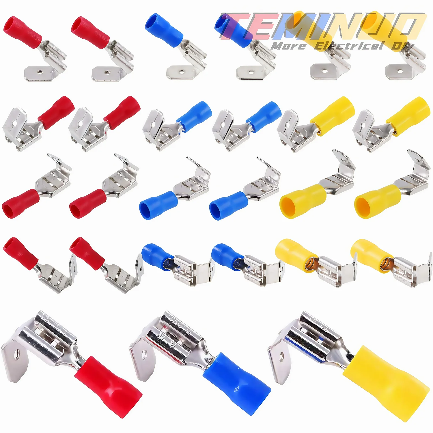 Image of 30/70 Stück Halbisolierter Piggy-Back-Flachsteckverbinder 22-10AWG 6,3mm (1/4') Schnellverbindungs-Stoßverbinder Piggyback-Sortiment-Kit