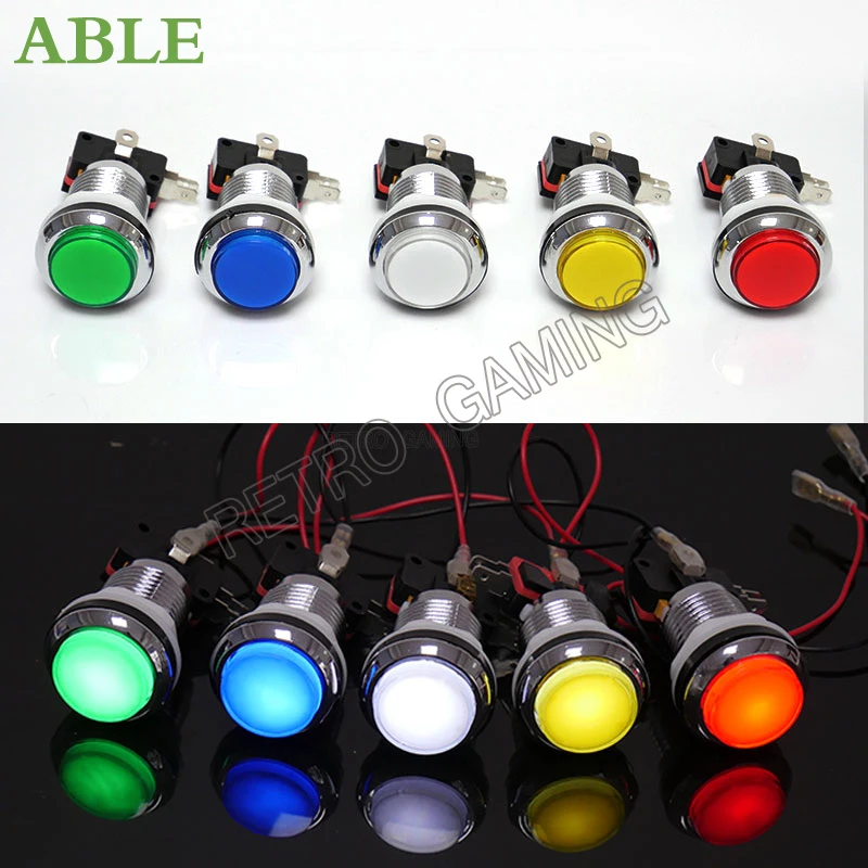 1PCS 33mm Arcade Push Button Chrome 5 Colour Round Switch Momentary Copy SANWA For Arcade Machine Games