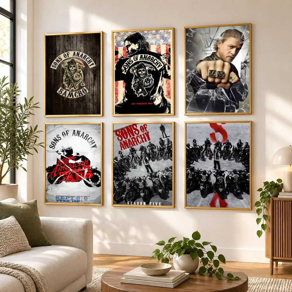 S-Sons Of Anarchy Poster HD Art Sticky Wall Waterproof Home Living Room Bedroom Bar Aesthetic Decoration