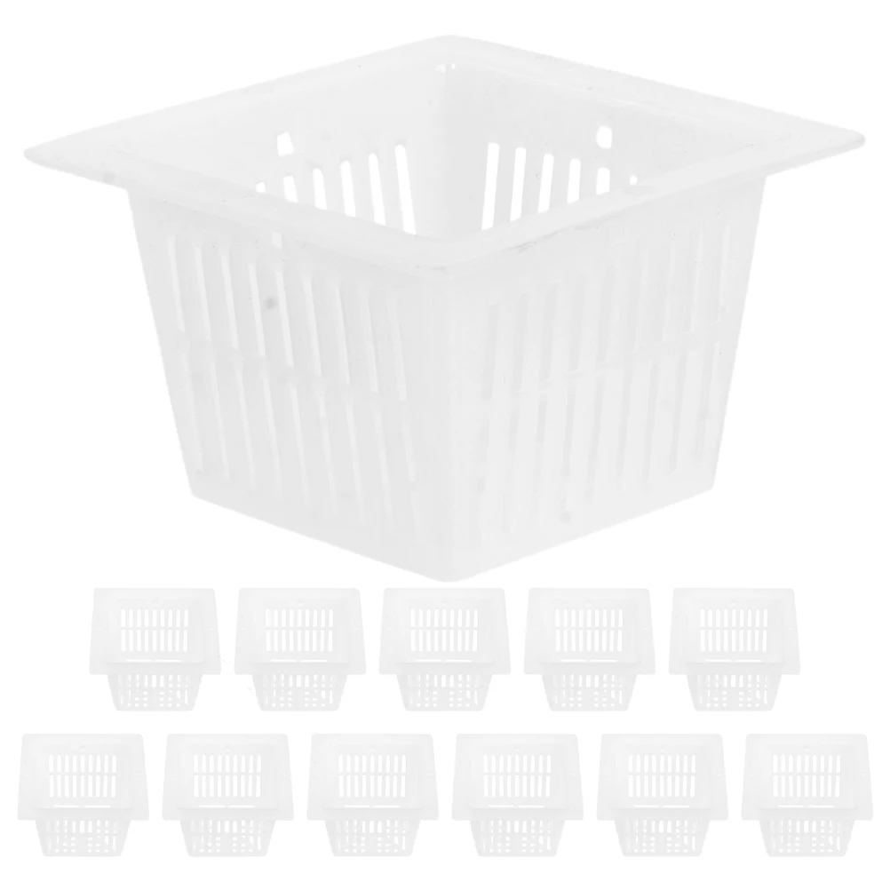 

12pcs Square Planting Baskets Durable Plastic Hydroponic Pots Balcony Leafy Vegetables Garden Boxes Optimal Drainage Small