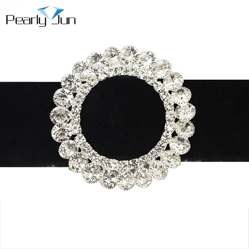 2pcs/lot 5cm (inner3.2cm) Round Surround Crystal Buckles Fashion High End Wedding Dress Ribbon Shoe Bag Rhinestone Buckle KT029