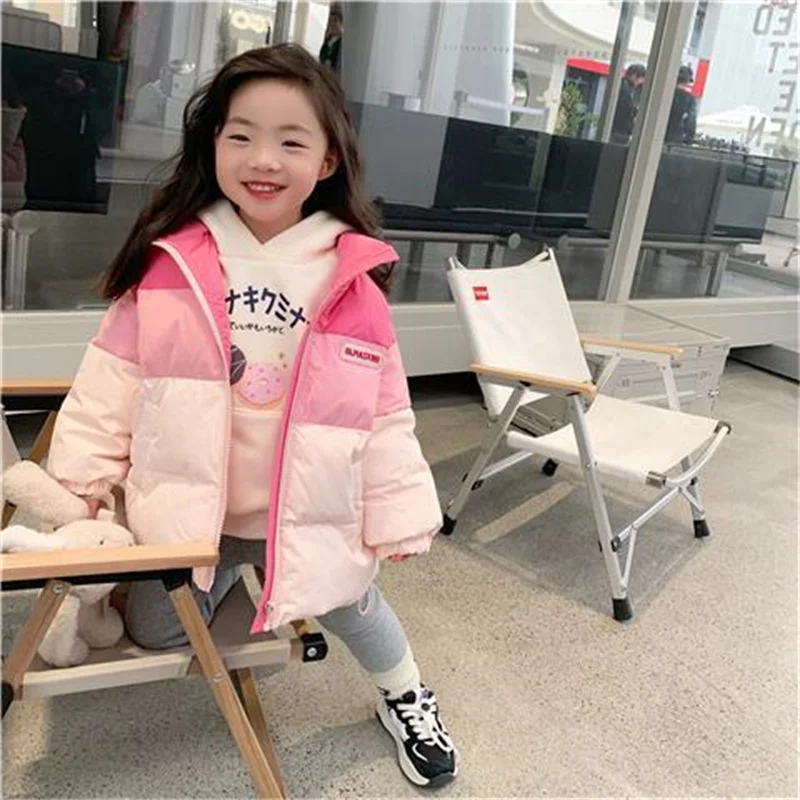 

Girls Down Coat Jacket Cotton Windbreak Outwear 2023 Perfect Warm Plus Thicken Velvet Winter Skiwear School Children's Clothing