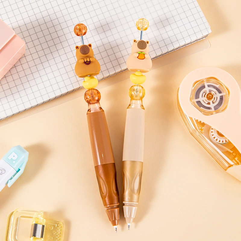 

Набор из 2 шт. в коробке: ручка-спиннер «Счастливая Капибара» с бусинами, кавайный мультяшный дизайн, для плавного письма, для школы и офиса