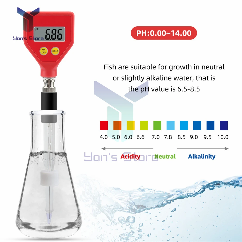 PH-98108 PH Meter Digital Water Quality PH Tester For Food Acidity Meter Soil Meter for Plant Flowers Vegetable Acidity Moisture