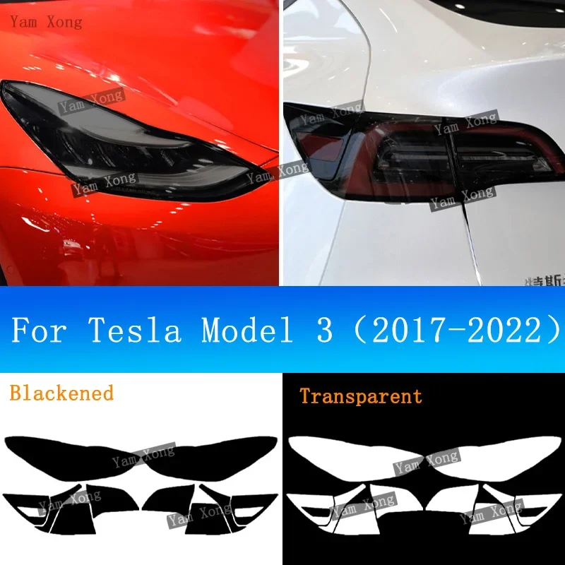 

Auto Headlight Black Taill Cover TPU Transparent Armored Protective Film For Tesla Model 3 2017-2022 Front Light Taillight PPF