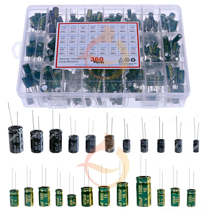 DIP SMD Electrolytic Capacitors Assortment Kit 16V25V35V 50V 400V 1uF 2.2uF 4.7uF 10uF 33uF 47uF 100uF 220uF 470uF 1000uF 1500uF