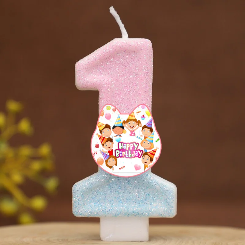 Happy Birthday Cake Topper Decorated Digital Colorful Candle Children's Delicate 0-9 Number Candle Party Decor Gift Boy Girl