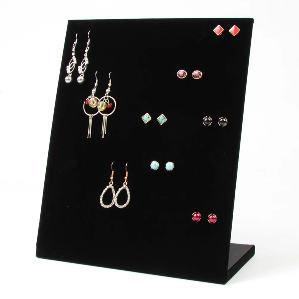 

2Pcs Earring Holder Black L Shape Upright Jewelry Display Stand Organizer with 60 Holes Large Capacity for Earrings Storage Gift