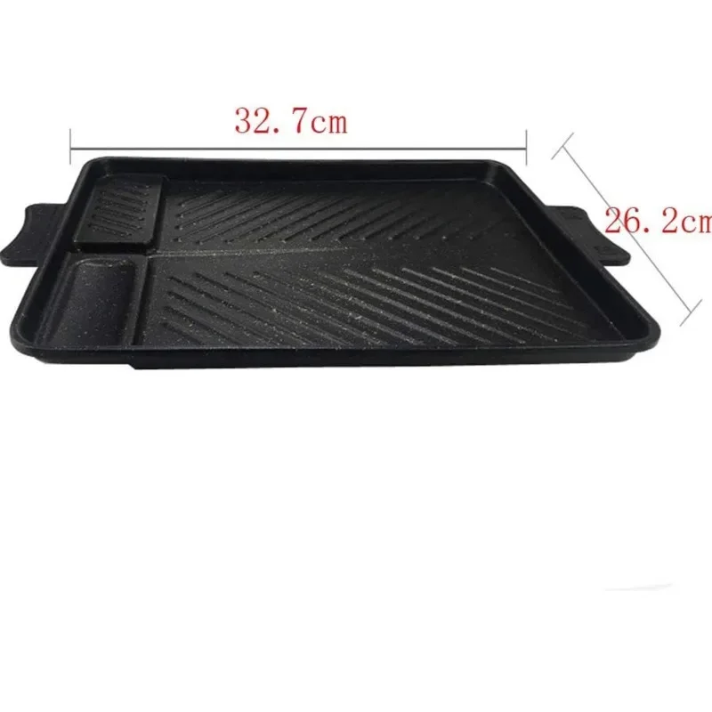 Korean Grill Pan Non-stick Bakeware Smokeless Barbecue Tray Stovetop Plate for Kitchen Indoor Outdoor Party Camping BBQ Grilling