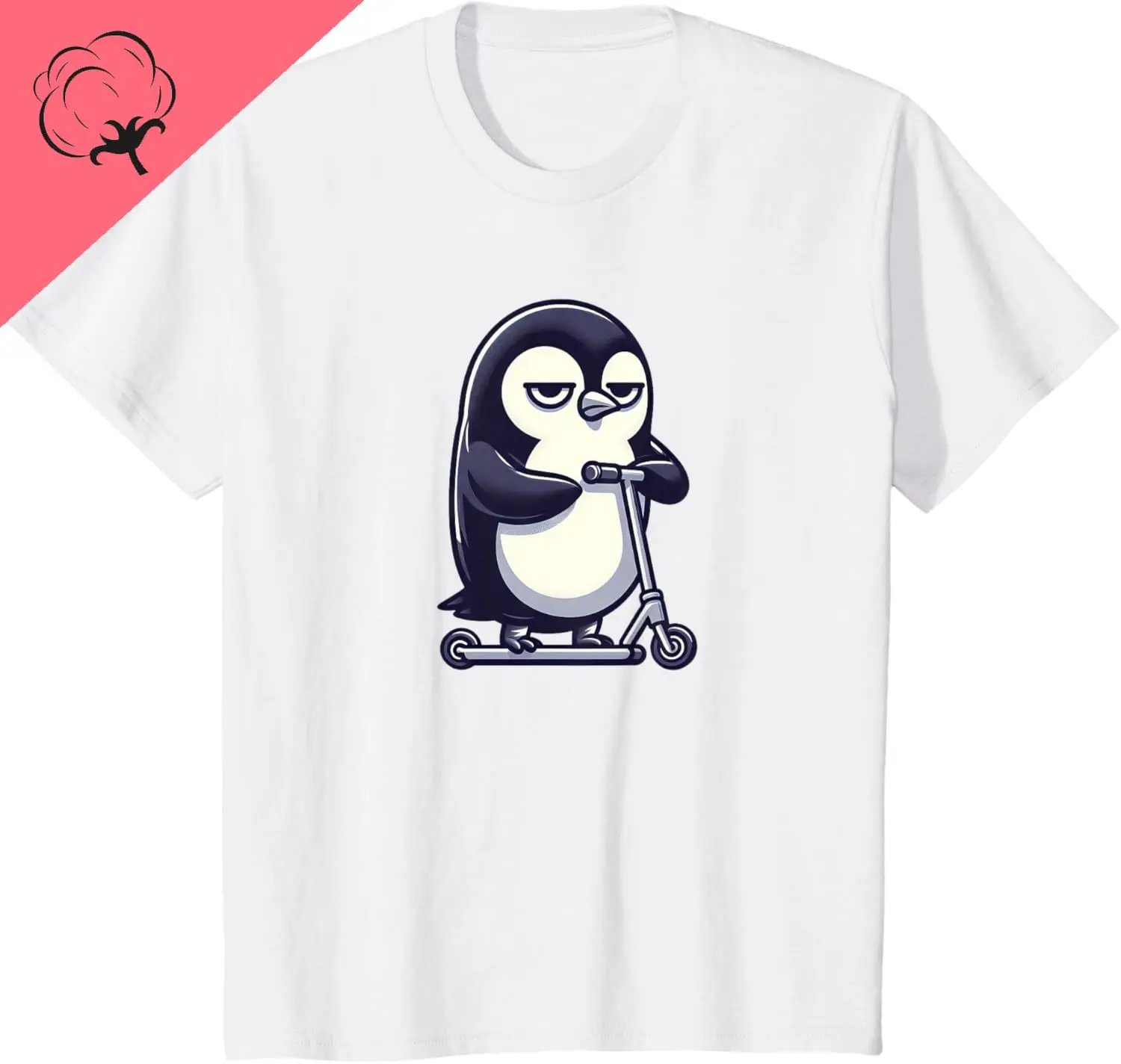 스쿠터 티셔츠에 만화 지루한 펭귄 남성과 여성 반팔 커플 Kawayi Y2k 그래픽 T 셔츠 코튼 티