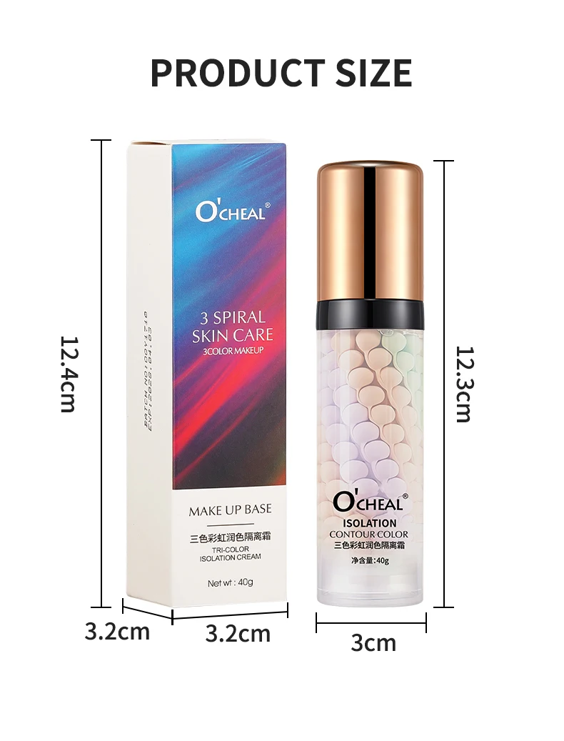 O'CHEAL One-Step Three Color Spiral Contour Isolation Primer Feuchtigkeitscreme Gesichtspflege Corrector Foundation Makeup Cosmetic – Detail 31