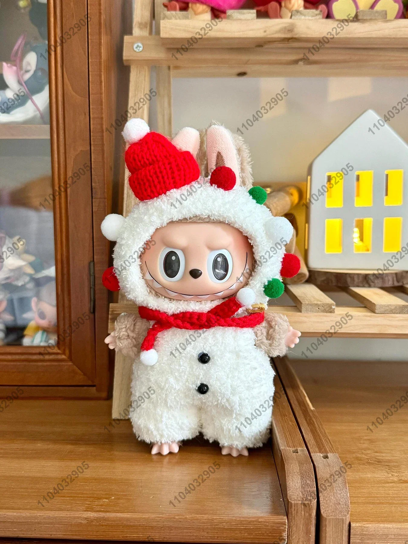 Labubu The Monster Christmas Snowman Costume Doll Clothes Vinyl Plush Doll Original Replica 1:1 Action Figure Bag Charm Pendant