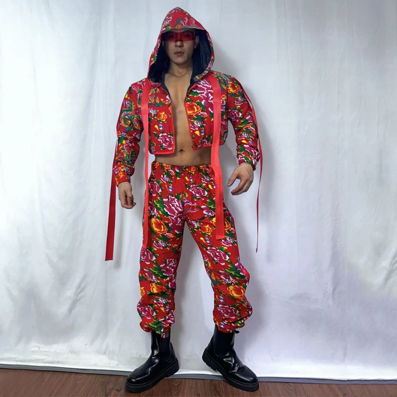 New Bar Nightclub Dj Ds Gogo Dancer Costume Men Halloween Pole Dance Clothing Muscle Man Sexy Rave Outfits Stage Clothes Set ﻿