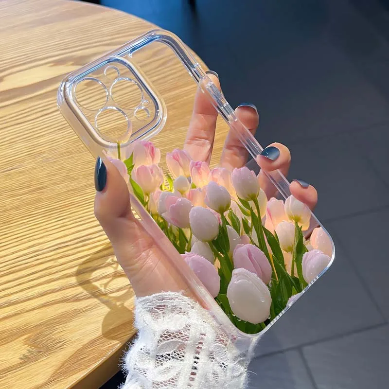 

Artistic tulip flowers For Apple iPhone 17 16e 16 15 14 13 12 11 Pro Max Plus Mini TPU Soft Transparent Phone Case