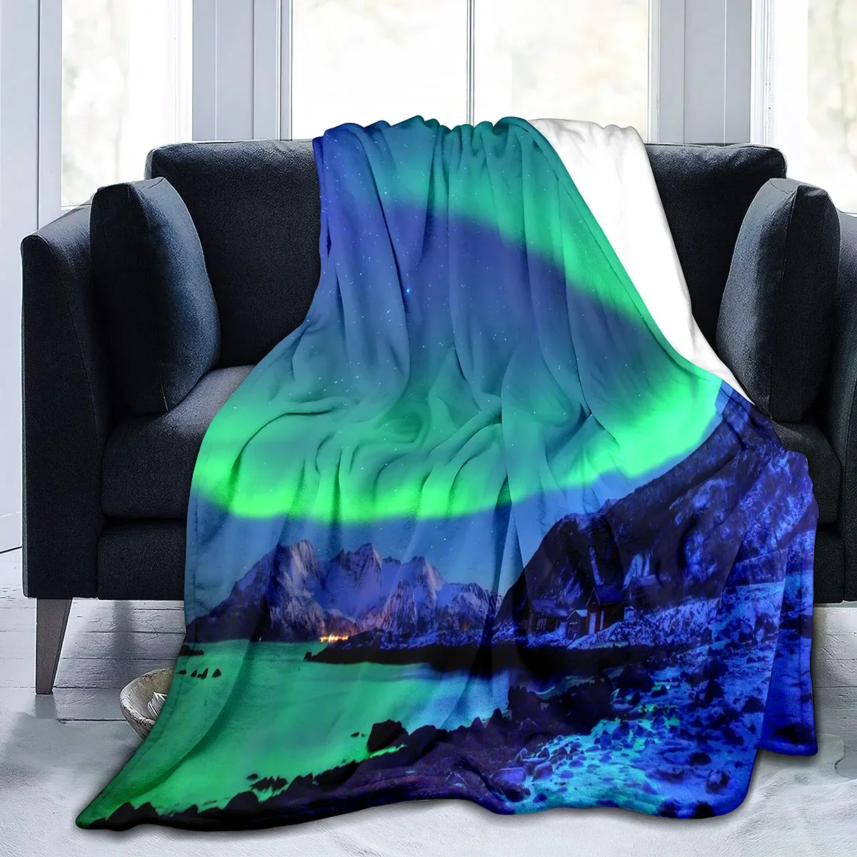 Northern Lights Throw Blanket King Queen Size Beautiful Light Pattern Blanket Warm Lightweight Super Soft for Couch Sofa Bed