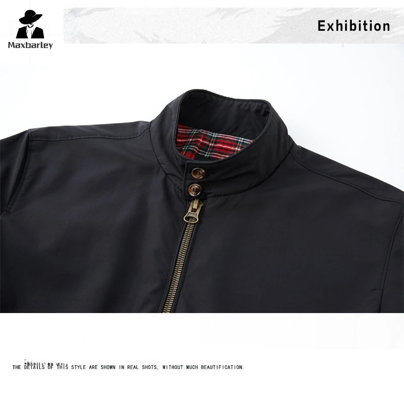 Light Luxury Business Jacket Men's Autumn Casual Stand Collar Windproof Work Jacket Men's Vintage Wear Resistant Baseball Coat