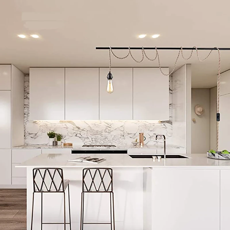 

ABLQ Pendant Light Cord,Hanging Light Kit With Switch Plug In,15FT Jute Rope Hang Lamp,Industrial Pendant Light Set-US Plug