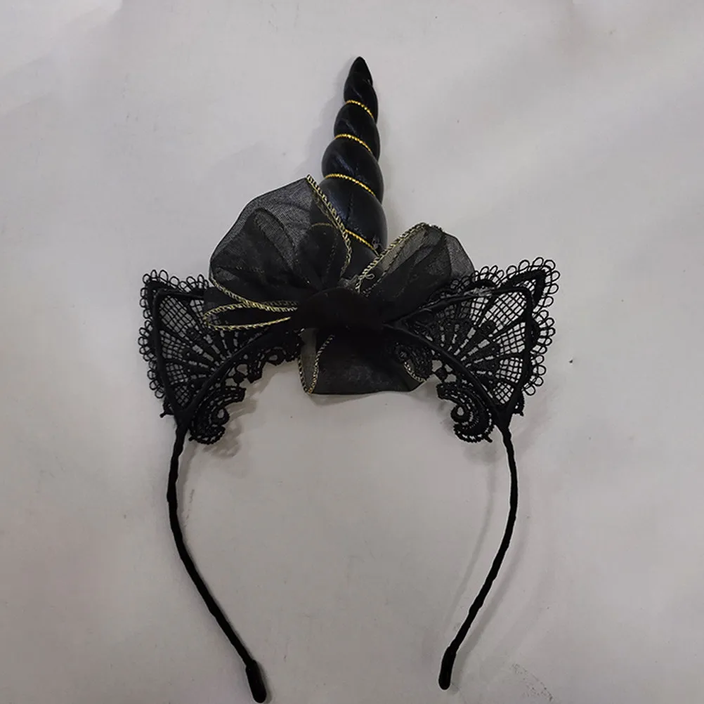 1Pcs Unicorn Hair Band Cat Ear Bowknot Black Iron Headband Party Kids Hair Bands Photography Props Party Headband