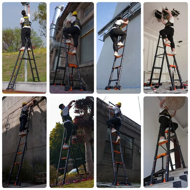 Aluminum Alloy Telescopic Ladder Multifunctional Herringbone Design for Home Portable Engineering Construction Use