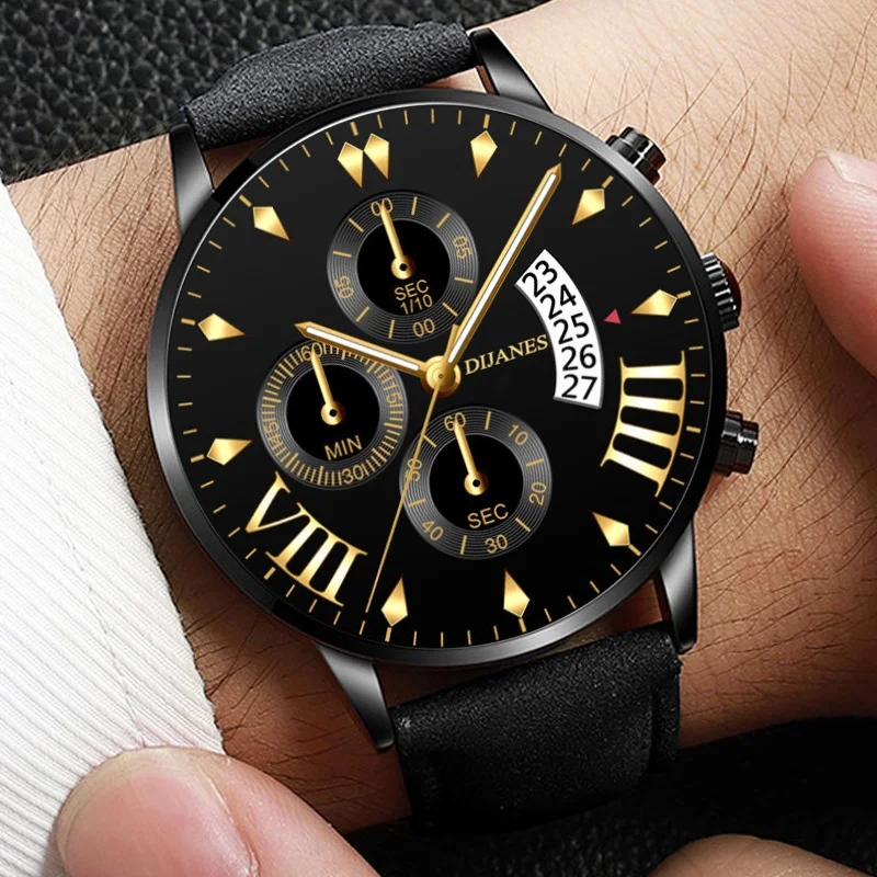 Montre à quartz de luxe avec bracelet en cuir pour homme, montres de sport militaire, horloge à calendrier, mode décontractée, marque supérieure