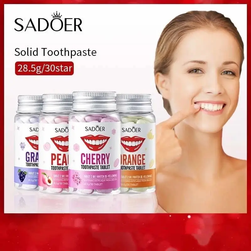30pcs/Bottle Oral Care Solid Toothpaste Capsules, Remove Smoke Stains, Freshen Breath & Enhance Oral Hygiene