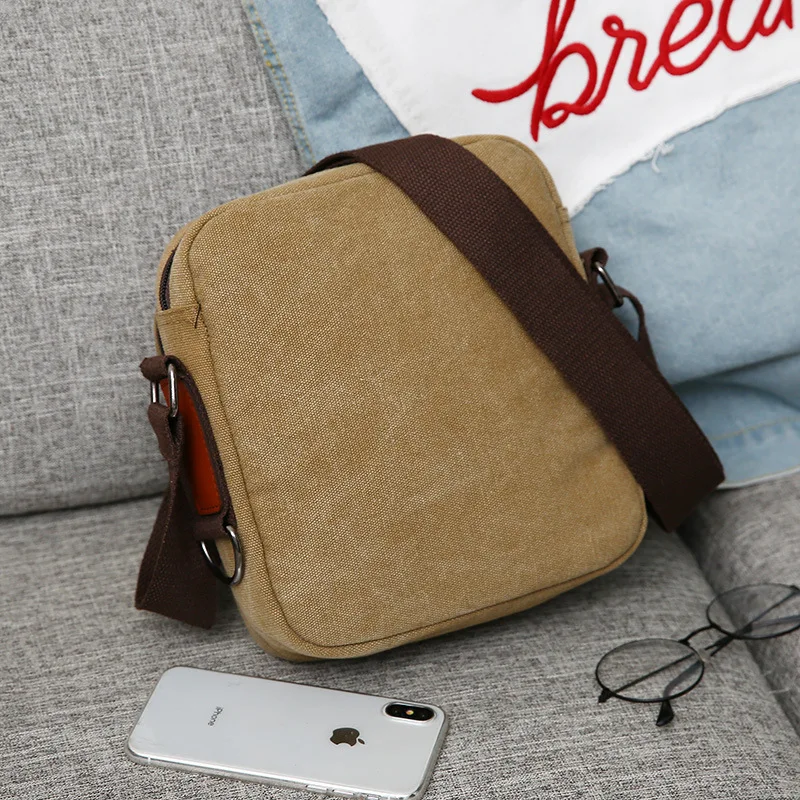 Bolso de hombro de lona Vintage para hombre, bolso de mensajero informal pequeño, bolso cruzado deportivo para hombre, bolso de mano de moda