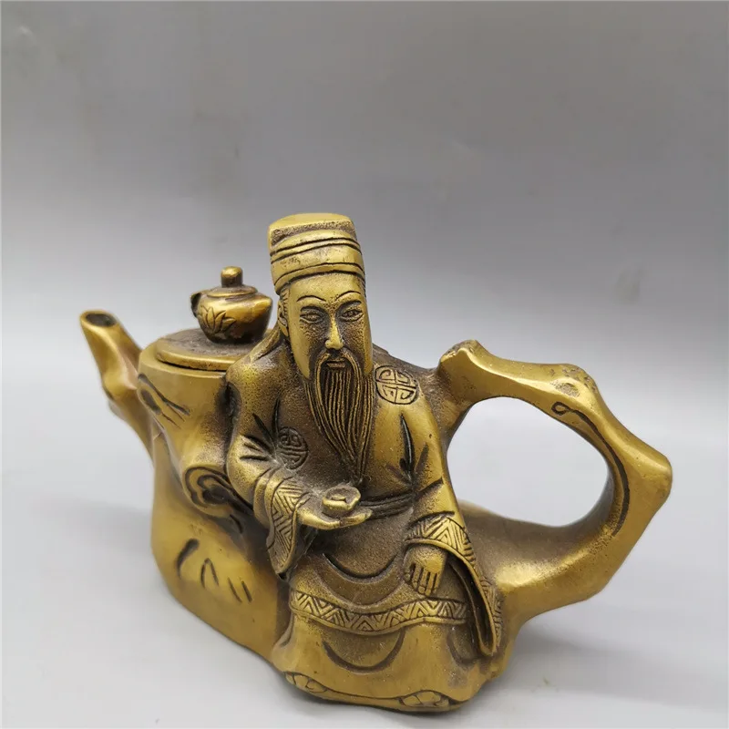 figure ornament, brass water , teapot, , tree stump , mulberry wine pot, antique craft item