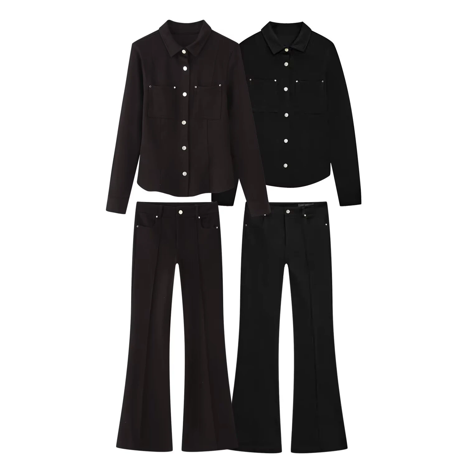New women's clothing European and American style fashionable slim fit crepe cloth shirt and pants set